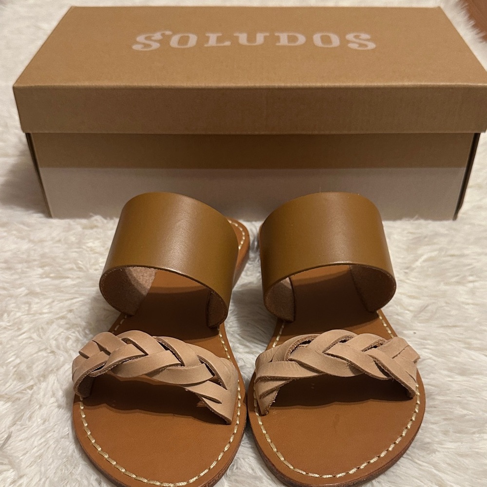 Soludos Women's Tan and Brown Braided Sandals